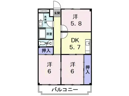 大塚ビル(3DK/3階)の間取り写真