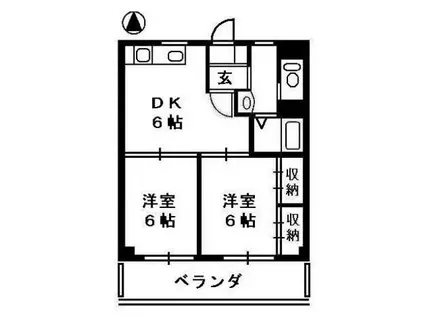 ハイツアイビス(2DK/2階)の間取り写真