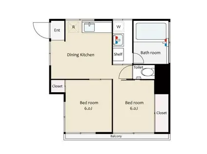 雨宮ハイツ(2DK/2階)の間取り写真