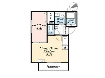 西原2丁目アパート(1LDK/1階)の間取り写真