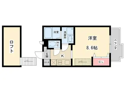 フルール花屋敷(1K/2階)の間取り写真