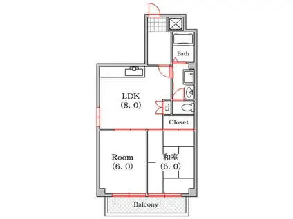 ヒルブリッジヒルナンバーワン(2DK/3階)の間取り写真