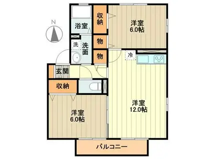 ヒラソル(2LDK/1階)の間取り写真