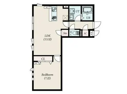 LACHARITE大岡山(1LDK/1階)の間取り写真