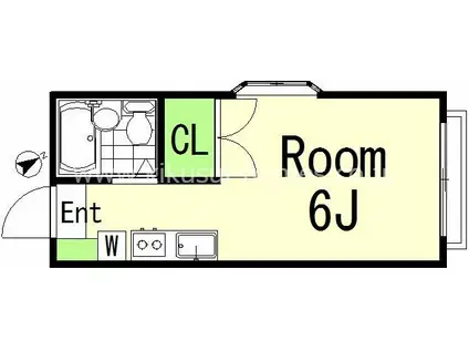 エステートピアグレイシャス(ワンルーム/2階)の間取り写真