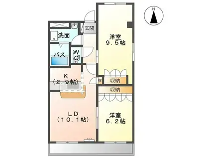 サンタモニカ長良(2LDK/1階)の間取り写真