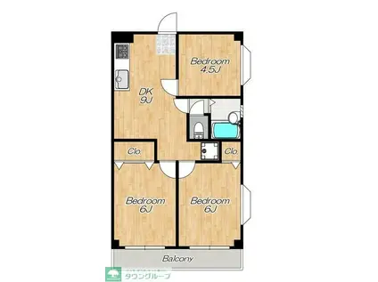 メゾン・ド・若松I(3DK/2階)の間取り写真