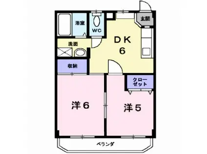 パルク大成II(2DK/1階)の間取り写真