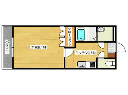 ハッピーキャニオン(1K/1階)の間取り写真