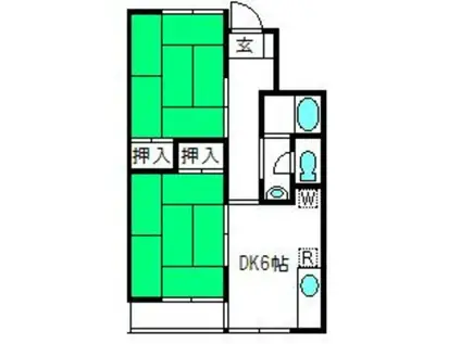 ルアール佐知川5号館(2DK/2階)の間取り写真