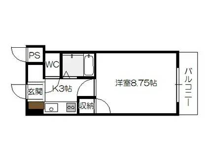 ティアラサイワ(1K/1階)の間取り写真