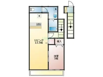 プライマルヴィエナ(1LDK/2階)の間取り写真