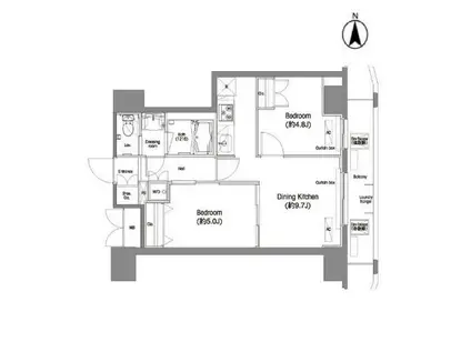 コンフォリア西蒲田(2DK/14階)の間取り写真