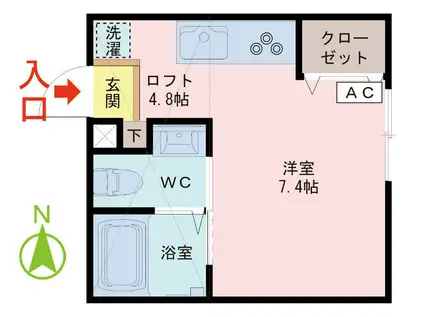 ORIGAMI3(ワンルーム/2階)の間取り写真