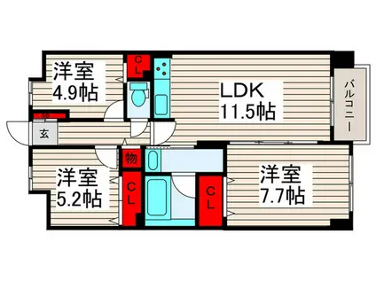 U COURT 西新井(3LDK/6階)の間取り写真