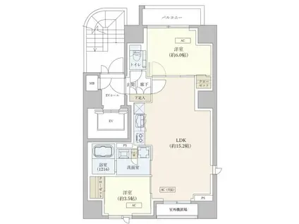 フォレ麻布十番(2LDK/3階)の間取り写真