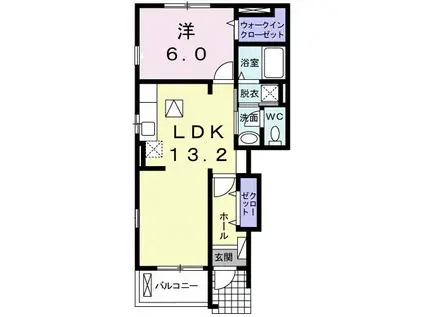 コリーヌ・メリディアン(1LDK/1階)の間取り写真