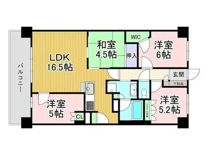 ローレルスクエア長岡京ザ・マークス(4LDK/6階)の間取り写真