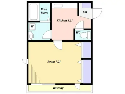 ボヌール・ヴァレー(1K/2階)の間取り写真