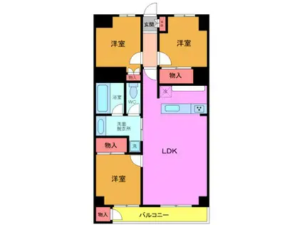 行徳グランドハイツ(3LDK/7階)の間取り写真