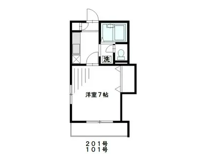 リバティ二子21(1K/2階)の間取り写真