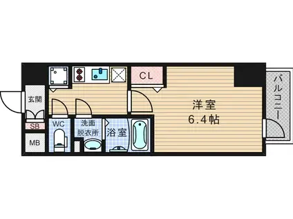ララプレイス難波シエール(1K/8階)の間取り写真