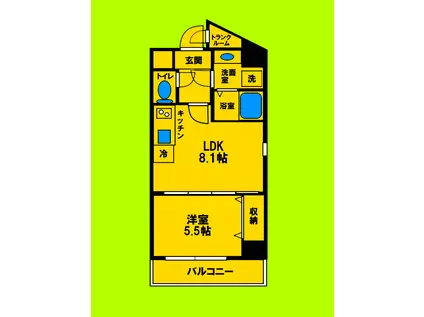 第6アローズ緑地公園(1LDK/7階)の間取り写真