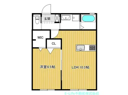 グレイスハイム(1LDK/1階)の間取り写真