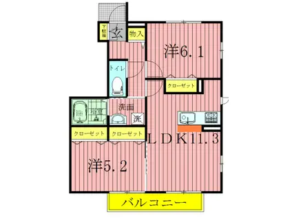 ポルテボヌールI(2LDK/1階)の間取り写真