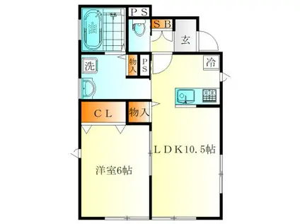 サニーヒル白楽(1LDK/1階)の間取り写真