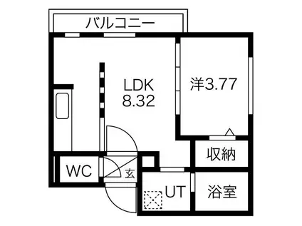 MILLIONELIII(1LDK/1階)の間取り写真