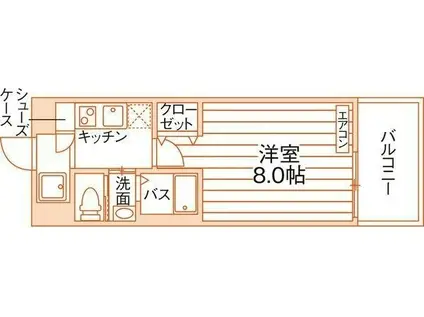 レジデンシア砂田橋(1K/1階)の間取り写真