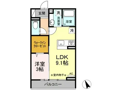 SKY吉田(1LDK/3階)の間取り写真