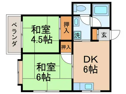 ハイムクリスタル(2DK/3階)の間取り写真