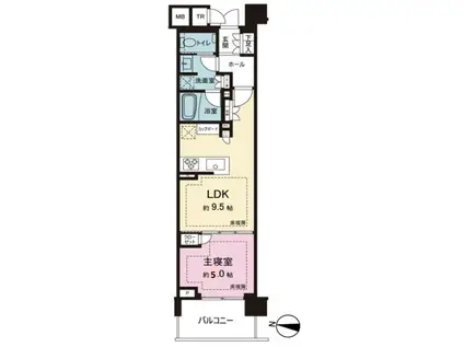 パークシティ高田馬場(1LDK/3階)の間取り写真