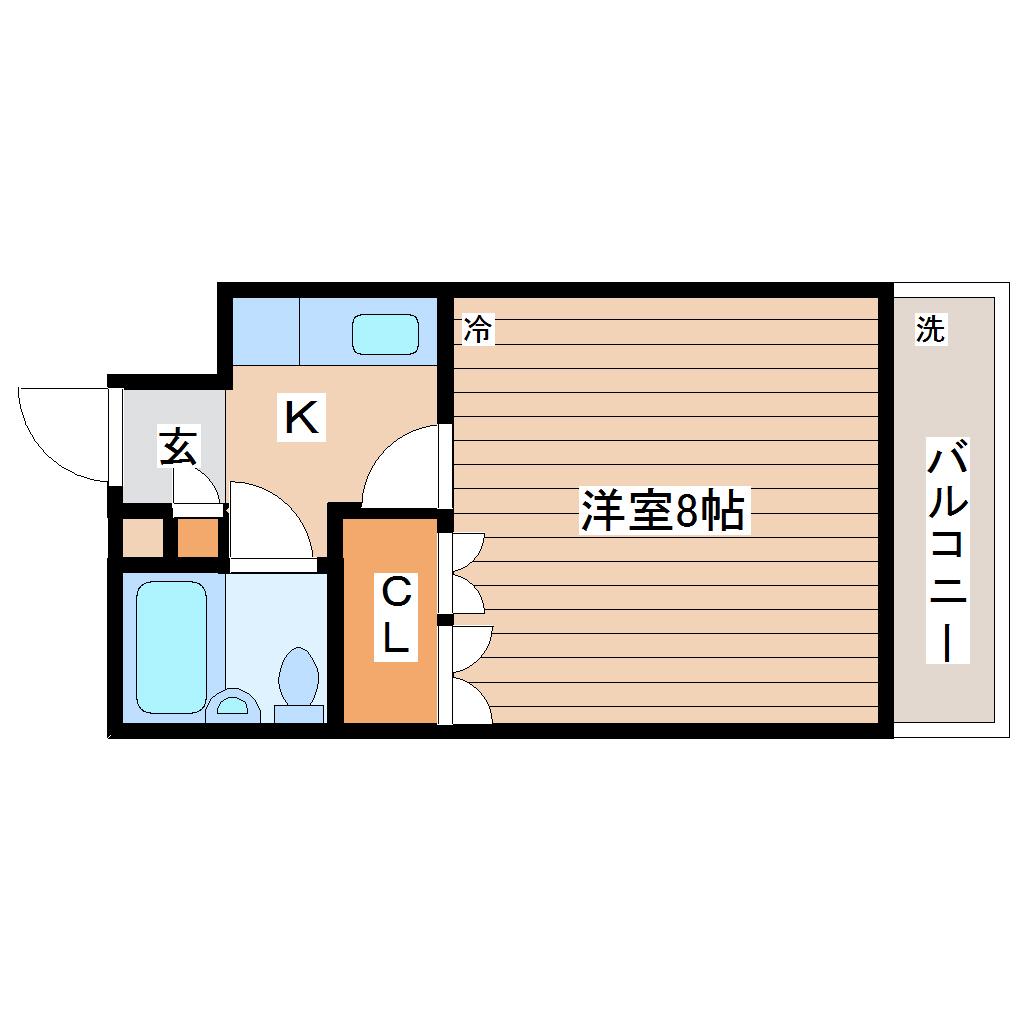 イーグルハイツ銀杏町(1K/4階)の間取り写真