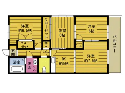 カルムそのだ(3LDK/4階)の間取り写真