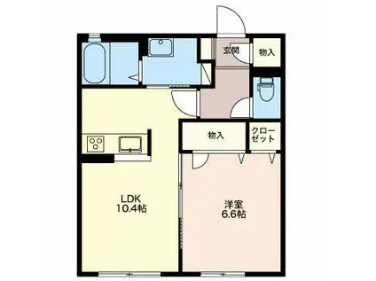 エステートI(1LDK/1階)の間取り写真