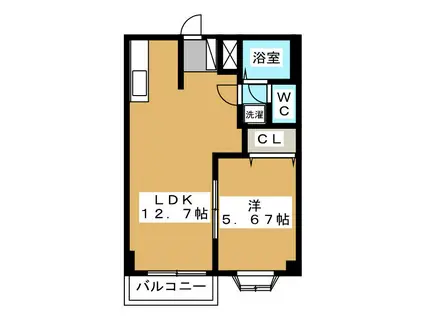 アプリコットA(1LDK/2階)の間取り写真