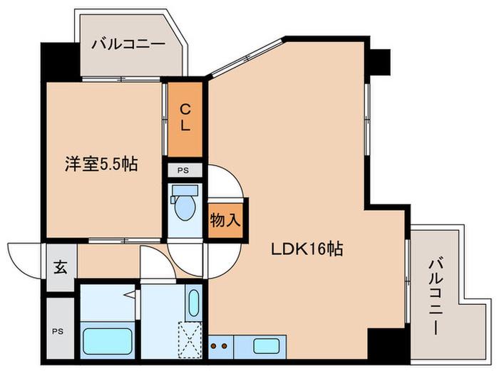 ARLES覚王山(1LDK/2階)の間取り写真