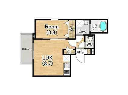ジーメゾン名古屋新瑞橋(1LDK/2階)の間取り写真