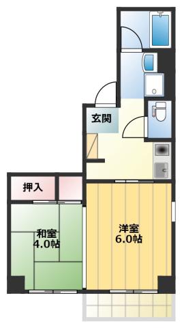 オラシオン稲川1丁目(2K/5階)の間取り写真