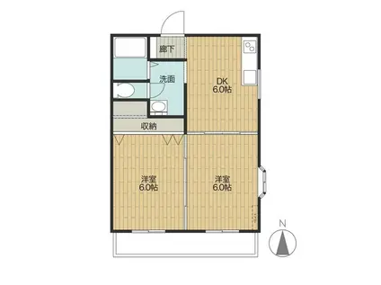 リリーハイツ(2DK/2階)の間取り写真