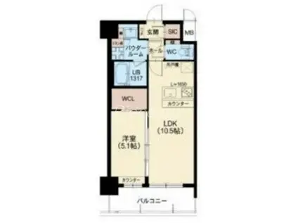 スプランディッド江坂Ⅲ(1LDK/9階)の間取り写真