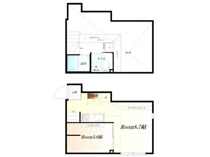 クマBASE オートロック(1DK/2階)の間取り写真