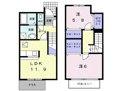 マニフィークKII A(2LDK/1階)の間取り写真