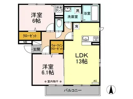 サザンディーズ A(2LDK/2階)の間取り写真