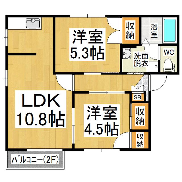 タウニー樹里A(2LDK/1階)の間取り写真