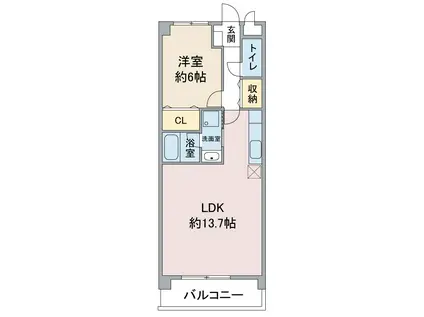 レージュ豊が丘(1LDK/2階)の間取り写真