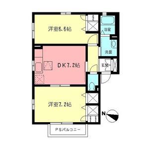 シエルVIII(2DK/1階)の間取り写真
